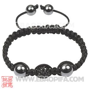 Fashion Tresor Macrame Bracelets with black Crystal and Hematite beads 
