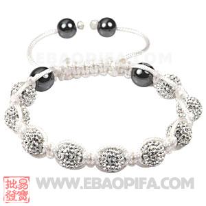 9 Finest Tresor white Czech Crystal Bead Sambarla Style Bracelets with Hematite