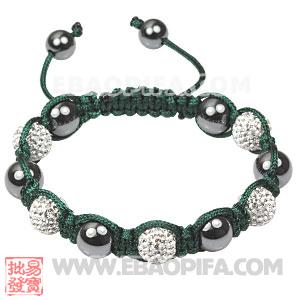 Fashion Green cord Tresor Sambarla Style Bracelets with white Czech Crystal Bead and Hematite
