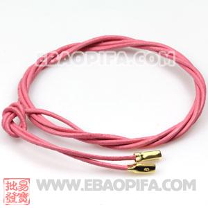 DIY粉色皮绳 925纯银欧洲珠皮绳链