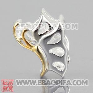 蝴蝶银珠子 潘多拉风格真金18K电镀表面 925纯银珠子 欧洲珠 大孔珠