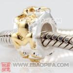 镀金青蛙珠子 潘多拉风格真金18K电镀表面 925纯银珠子 欧洲珠 大孔珠
