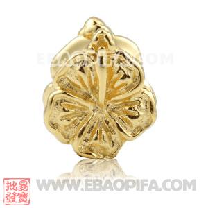 镀金花朵珠子 潘多拉风格真金18K电镀表面 925纯银珠子 欧洲珠 大孔珠