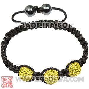 Fashion Tresor Macrame Bracelets Yellow Crystal and Hematite beads 