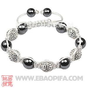 Fashion White cord Tresor Sambarla Style Bracelets with white Czech Crystal Bead and Hematite