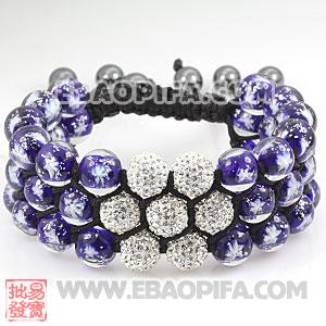 3 Row Blue Snowflake Glass Bead Wrap Bracelet With Czech Crystal Flower For Christmas Gift