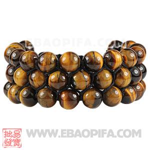 3 Row Tiger Eye Bead Wrap Bracelet With Hematite 