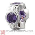 紫锆石花朵隔离珠 镶锆石925纯银珠子 欧洲珠