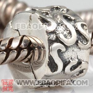 字母花纹定位珠子 定位扣 潘多拉风格 925纯银定位扣珠子