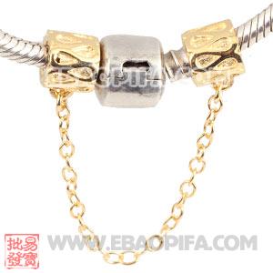 925纯银 镀18K真金安全链 珠子 兼容潘多拉风格珠宝首饰