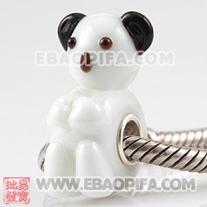 熊猫珠子 精品图案 925纯银管琉璃珠
