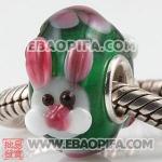 兔子珠子 精品图案 925纯银直通管琉璃珠 欧洲琉璃珠 动物 心型 花朵 琉璃珠