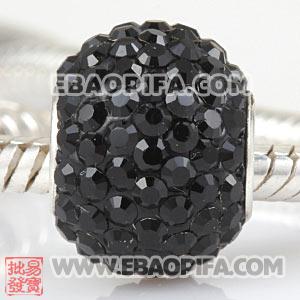 黑色奥钻珠子 批发进口奥地利水钻点钻珠 925纯银直通管点钻珠 10X13mm水钻珠