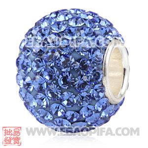 蓝色奥钻珠子 批发进口奥地利水钻点钻珠 925纯银直通管点钻珠 10X13mm水钻珠