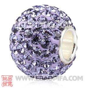 紫色奥钻珠子 925纯银直通管点钻珠