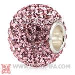粉色奥钻珠子 925纯银直通管点钻珠