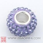 紫色奥钻银珠子 批发进口奥地利水钻点钻珠 925纯银直通管点钻珠 7X13mm水钻珠