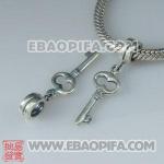 钥匙银珠子 螺纹珠 925纯银欧洲珠螺纹珠