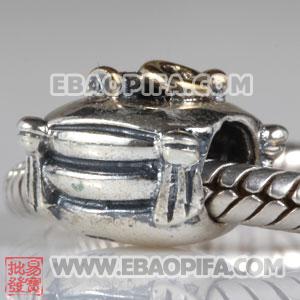 结婚戒指银珠 潘多拉风格真金18K电镀表面 925纯银珠子 欧洲珠 大孔珠