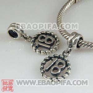 批发925纯银珠子 阿拉伯数字珠子 欧洲珠 大孔数字珠