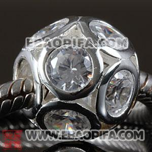 迪斯科球珠子 镶锆石925纯银珠子 欧洲珠