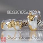 镀金蜻蜓珠子 潘多拉风格真金18K电镀表面 925纯银珠子 欧洲珠 大孔珠