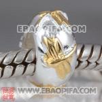 镀金蜻蜓珠子 潘多拉风格真金18K电镀表面 925纯银珠子 欧洲珠 大孔珠