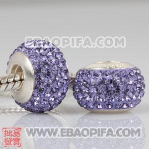 紫色奥钻珠子 批发进口奥地利水钻点钻珠 925纯银螺纹管点钻珠