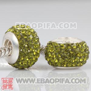 橄榄绿奥钻珠子 批发进口奥地利水钻点钻珠 925纯银螺纹管点钻珠