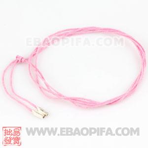 DIY粉红皮绳 925纯银欧洲珠尼龙绳绳链