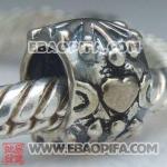 爱心花朵银珠 潘多拉风格真金18K电镀表面 925纯银珠子 欧洲珠 大孔珠