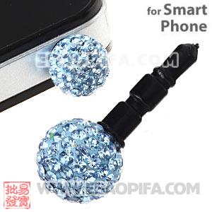 10mm Blue Czech Crystal Ball Earphone Jack Plug For iPhone Wholesale 