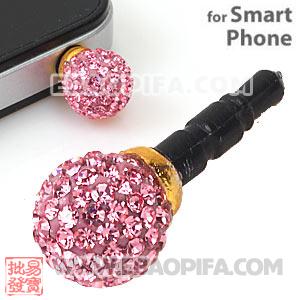 10mm Pink Czech Crystal Ball Plugy Headphone Jack Accessories