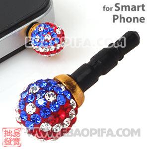 10mm Czech Crystal Flag Of USA Ball Plugy Headphone Jack Accessories