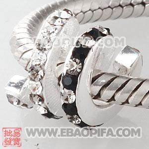 漩涡水钻银珠 批发进口奥地利水钻镶钻 潘多拉风格 925纯银珠子