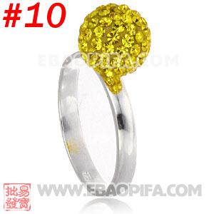厂家生产进口黄色捷克水钻球925纯银戒指