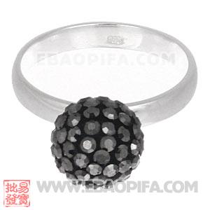 厂家生产进口灰色捷克水钻球925纯银戒指