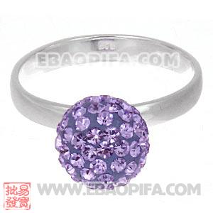 厂家生产进口紫色捷克水钻球925纯银戒指