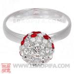 厂家生产进口白色红色捷克水钻球925纯银戒指