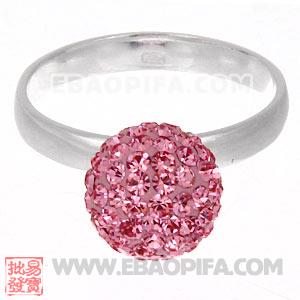 厂家生产进口粉色捷克水钻球925纯银戒指