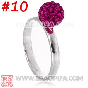 厂家生产进口紫红捷克水钻球925纯银戒指