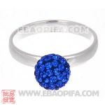 厂家生产进口蓝色捷克水钻球925纯银戒指