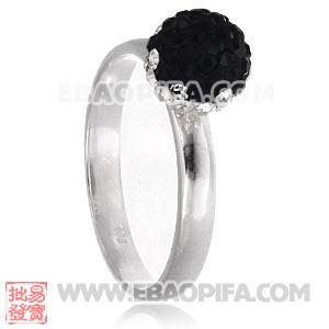 厂家生产进口白色黑色捷克水钻球925纯银戒指