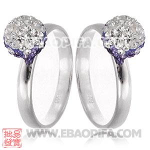 厂家生产进口紫色白色捷克水钻球925纯银戒指