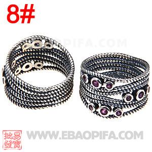 925纯银镶紫红锆石戒指 欧美大牌编织缠绕风格