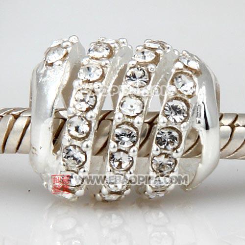 螺旋纹水钻珠子 批发进口奥地利水钻镶钻 潘多拉风格 925纯银珠子
