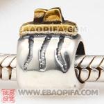 镀金手袋珠子 潘多拉风格真金18K电镀表面 925纯银珠子 欧洲珠 大孔珠
