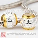 镀金环十字珠子 潘多拉风格真金18K电镀表面 925纯银珠子 欧洲珠 大孔珠