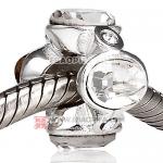花朵形状水钻珠子 批发进口奥地利水钻镶钻 潘多拉风格 925纯银珠子