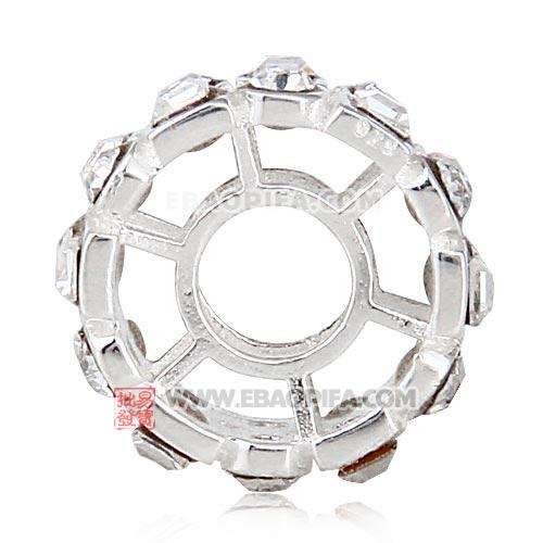 镶方形钻圆珠子 厂家直销欧洲大牌925纯银镶进口奥地利白色水钻珠子